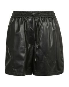 Drawstring Waist Leather Shorts