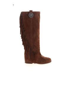Fringes suede boots in brown