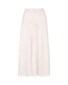 Cloudy White Midi Skirt With Embroidery