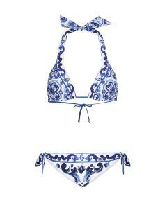 Dolce & Gabbana Majolica-Printed Triangle Bikini