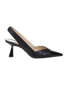 Slingback In Black Faux Leather