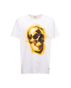 White Cotton T-shirt With Skull Print Alexander Mcqueen Man