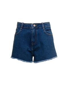 Kenzo Woman's Blue Denim Shorts With Fringed Bottom