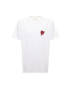 White Cotton T-shirt With Heart Print Alexander Mcqueen Man