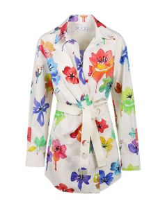 Floral Pop Belted Shirt Dress