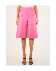 Pink Leather Bermuda Shorts