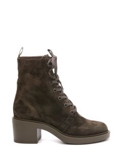 Gianvito Rossi Almond Toe Lace-Up Ankle Boots
