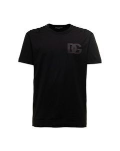 Dolce & Gabbana Man's Black Cotton T-shirt With Dg Logo