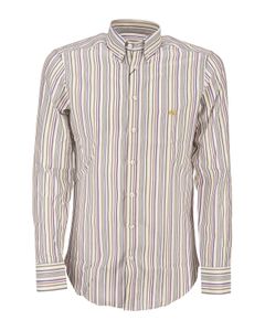 Embroidered stripes cotton shirt