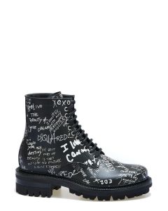 Dsquared2 Graffiti Printed Lace-Up Ankle Boots