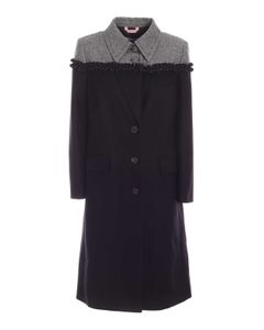 Herringbone detailed coat in black