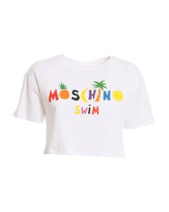 Multicolour logo print crop T-shirt