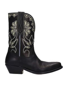 Wish Star Texan Ankle Boots In Black Leather