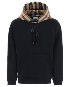Burberry Check Detailed Drawstring Hoodie