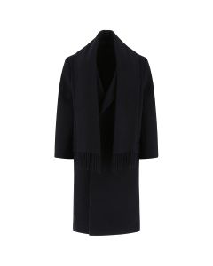 Balenciaga Scarf-Detail Single-Breasted Coat