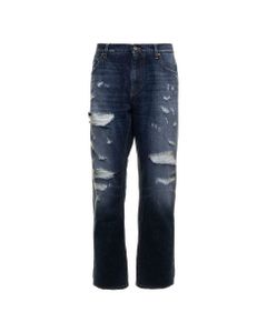 Dolce & Gabbana Man's Loose Fit Blue Denim Jeans