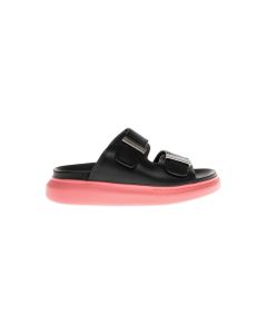 Hybrid Black And Pink Leather Sandals