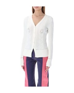 Lunar-pointelle Knit Fitted Cardigan