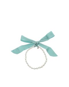 Pearls and ribbon necklace in light blue