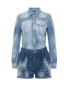 Dsquared2 Distressed Long-Sleeve Playsuit
