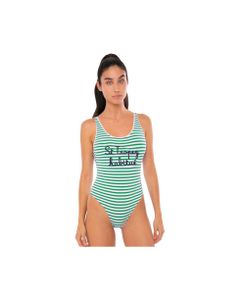 Green And White Striped One Piece St. Tropez Habituè Embroidery