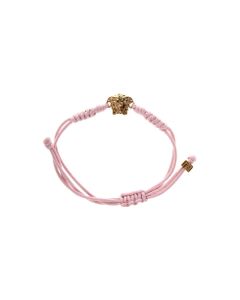 Pink Cotton Bracelet With Medusa Logo