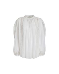 Woman White Blouse With Lace Inserts