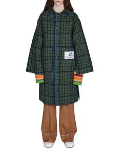 Marni Logo-Patch Checked Buttoned Coat