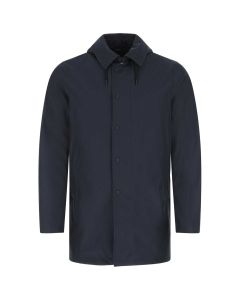 Herno Drawstring Collar Button Up Overcoat