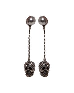 Alexander Mcqueen Woman's Skull Silver Colored Brass Earrings