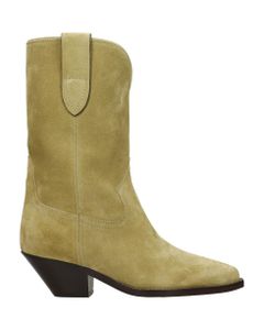 Dahope Texan Ankle Boots In Beige Suede