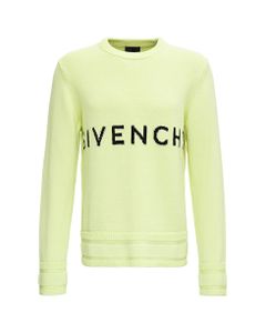 Lime Green Cotton Sweater With Logo