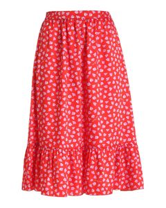Hearts print skirt in red