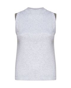 Brunello Cucinelli Contrasted Trim Ribbed Knit Top