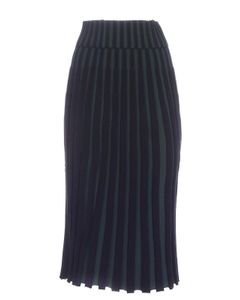 Pleated skirt in dark blue and green