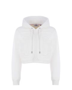 GCDS Frayed-Cut Logo Lettering Cropped Hoodie