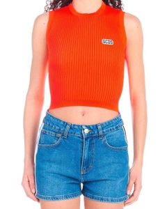 GCDS Ribbed Sleeveless Cropped Top