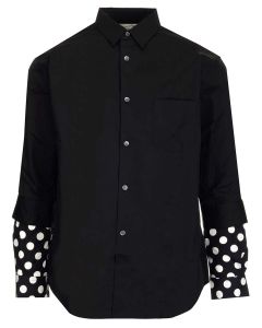 Comme Des Garçons Shirt Pocket Patch Polka-Dot Print Sleeve Shirt