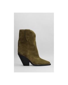Leyane Texan Ankle Boots In Khaki Suede