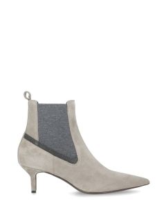 Brunello Cucinelli Suede-Embellished High-Ankle Boots
