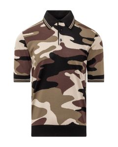 Camouflage Intarsia Short-sleeved Polo Shirt