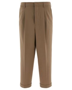 AMI Pleat Detailed Cropped Trousers