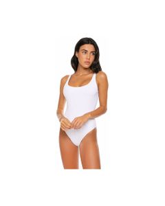 White Ribbed One Piece Swimsuit