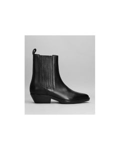 Delena Texan Ankle Boots In Black Leather
