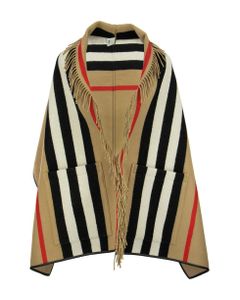Wool And Cashmere Jacquard Cape With Iconic Striped Pattern