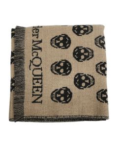 Wool Scarf With A Soft Double Face Design And Skull Motif By Alexander Mcqueen