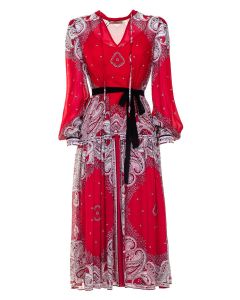 TWINSET Bandana-Printed Tiered Midi Dress