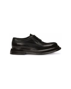 Derby Shoes In Black Leather