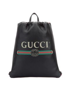 Gucci Logo Print Drawstring Backpack