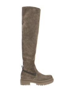 Stretch Suede Over-the-knee Boots With 'precious Loop